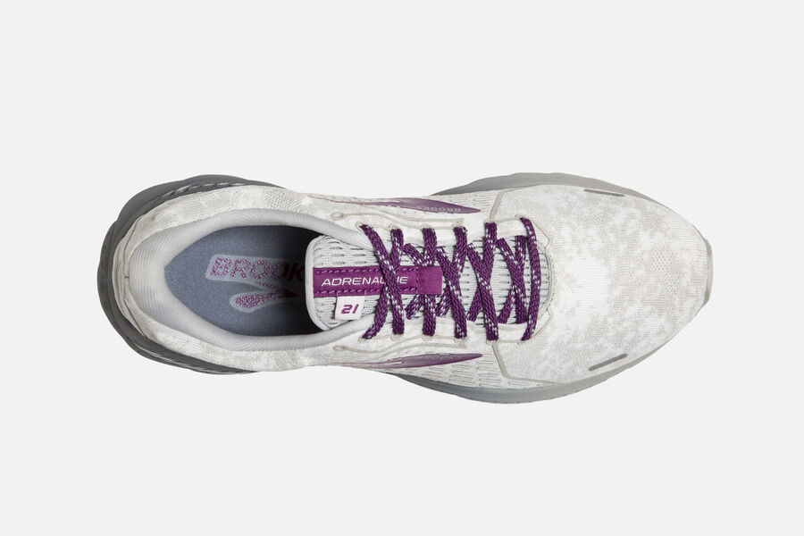 Brooks Adrenaline GTS 21 Road Running Shoes Womens - White/Purple - TACLS-7890